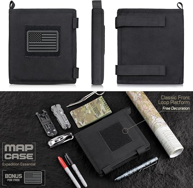 LIVANS Tactical Pouch Military Map Case Holder Army Foldable Map Storage Pouch Multifunctional for Outdoors or Hiking - 13x10 Clear Viewing Area1000D Oxford + Waterproof TPU