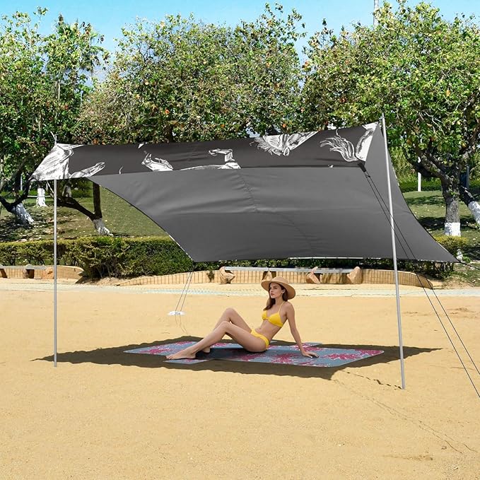 ALAZA Horse Star on Black Beach Tent Sun Shelter Portable Canopy Sunshade for Outdoor Camping Picnics Backyard Fun 10x9 ft