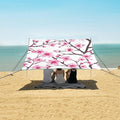 ALAZA Pink Cherry Blossom Flower Floral 2 Beach Tent Sun Shelter UPF50+ Protection Beach Shade Canopy w/ 4 Sandbags for Outdoor Camping Fishing Backyard Fun Picnic 10x9 ft
