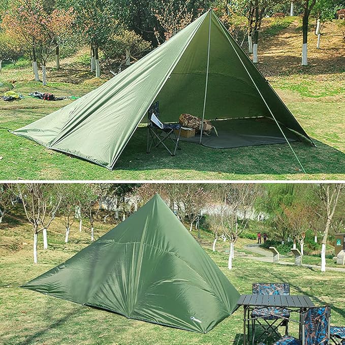 3x6m Sunshade Waterproof Tarp Tent Shade Pole Folding Camping Canopy Ultralight Beach Sun Shelter Camping Hiking Survival Shelter