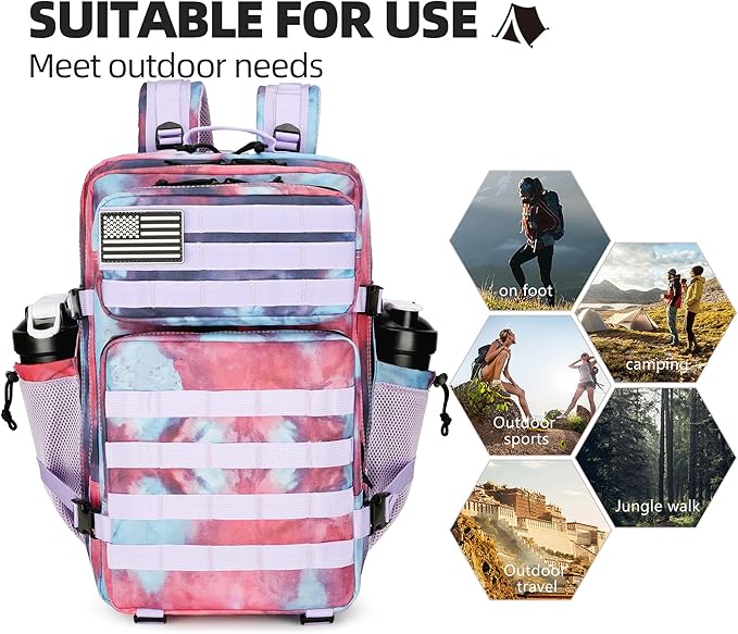 45L Tactical Assault Backpack 3 day assault pack with Molle Waterproof backpack Rucksack for Tactical Backpacks (Nebula Camo)