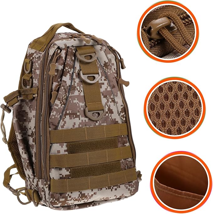 1pc Capacity Hiking Backpack Outdoor Sports Bag Straps Desert Camouflage Design for Travel and Storage