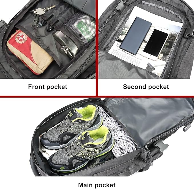Large Tactical Expandable Backpack 39L-64L Military Bug Out Bag With Waist Strap