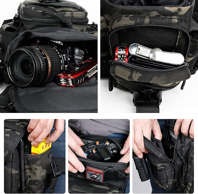 Waterproof Tactical Drop Leg Pouch Bag Type B Cross Over Leg Rig Outdoor Bike Cycling Hiking Thigh Bag (C)