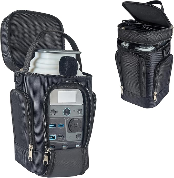 Travel Bag Padded Compatible with Anker Solix C300 DC/Jackery Explorer 240D Carrying Bag with Adjustable Shoulder Strap Side Zipper Portable Storage Case Cover for Solix C300 DC