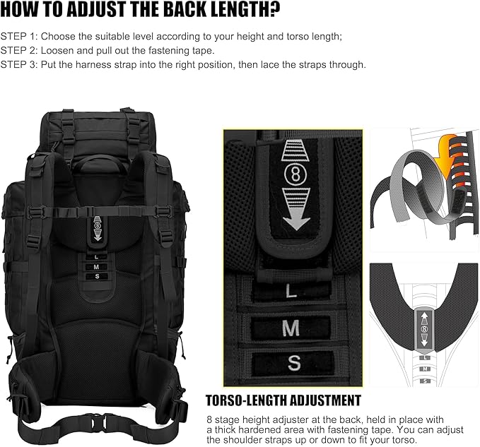 Mardingtop 70L Internal Frame Backpack for HuntingCampingHiking Backpacking Backpack with Rain Cover