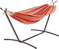 Amazon Basics Double Hammock with 9-Foot Space Saving Steel Stand and Carrying Case 2 Person 450 lb Capacity Sunset Orange Stripe 110 x 47 x 43 Outdoor