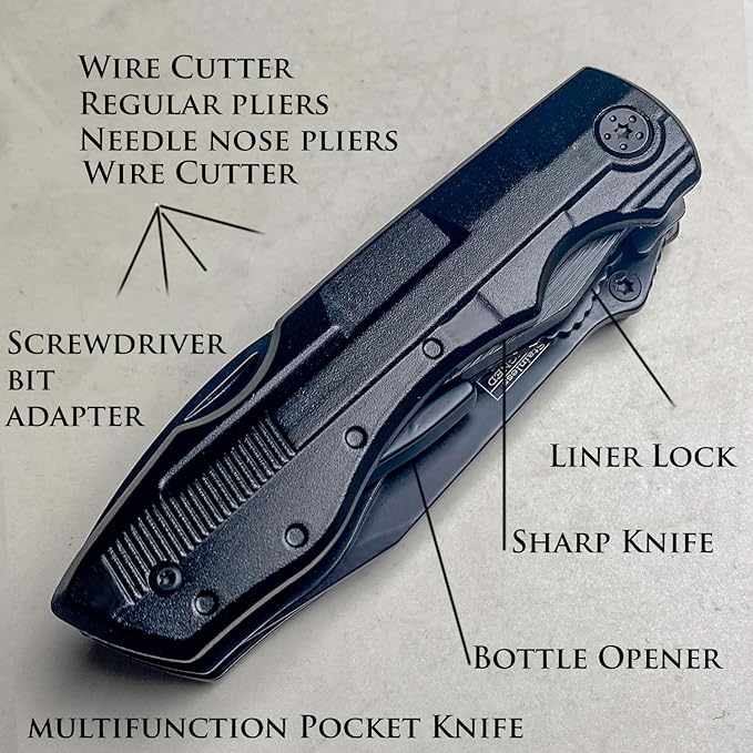 Falcon Multi Purpose Pocket Knife Designed With Many Functions In 440 Black Stainless Coated Steel
