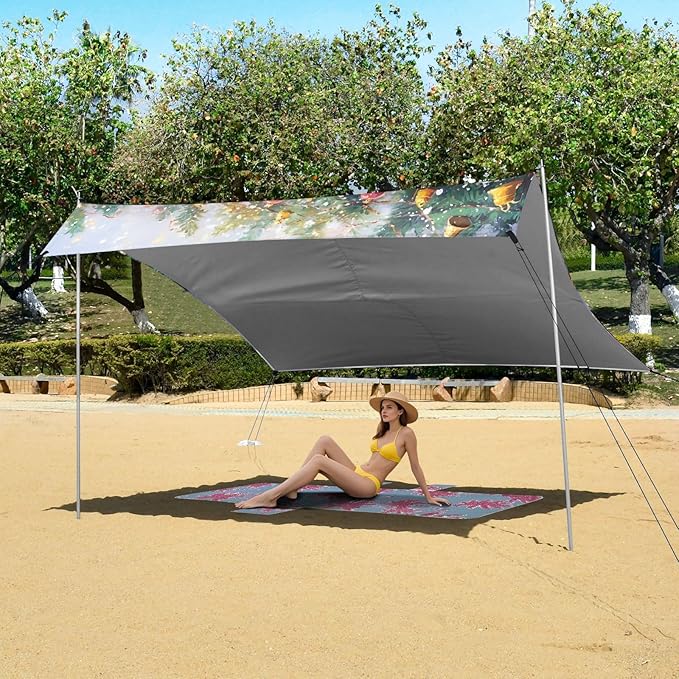 ALAZA Christmas Stocking Beach Tent Sun Shelter Portable Canopy Sunshade for Outdoor Camping Picnics Backyard Fun 10x9 ft