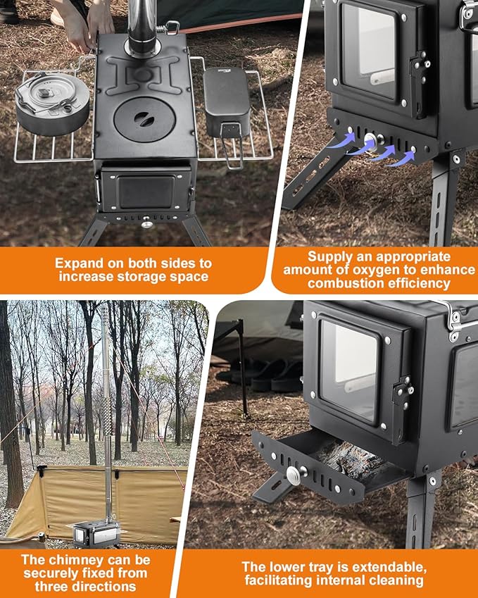 Camping Wood StoveWood Burning Tent StovePortable Hot Tent Stove for Camping Hunting Ice FishingCookingShelter