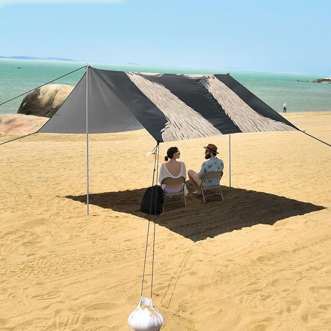 ALAZA Llamas Alpaca Love Heart Beach Tent Sun Shelter UPF50+ Protection Beach Shade Canopy w/ 4 Sandbags for Outdoor Camping Fishing Backyard Fun Picnic 10x9 ft