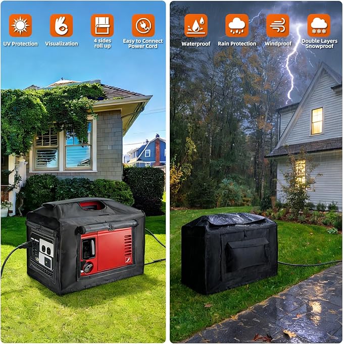 Joramoy Generator Cover While RunningOpened Double-layer 600D Portable Generator Tent for Outside Honda EU2000i EU2200ICWaterproofHeavy Duty