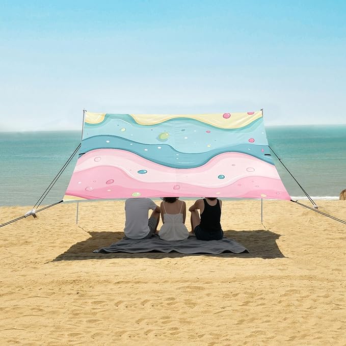 ALAZA Cute Ice Cream Pattern Beach Tent Sun Shelter Portable Canopy Sunshade for Outdoor Camping Picnics Backyard Fun 10x9 ft