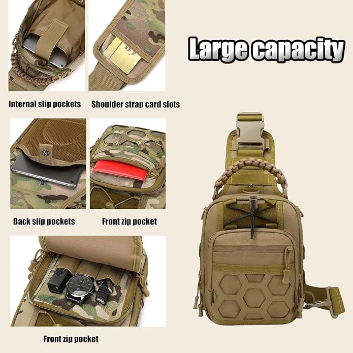 Tactical Sling Bag for Men Military EDC Molle Backpack Adjustable Strap Climbing Camping Fishing Trekking Molle Bags