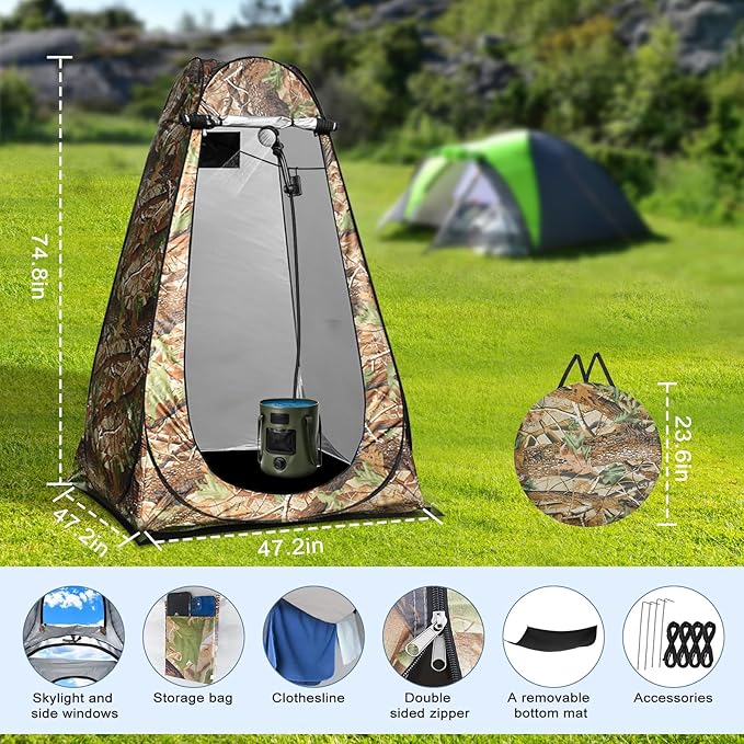 Portable Camping Shower Kit 6000mAh Rechargeable Outdoor Shower Kit with Intelligent LED Display for Camping Hiking RV Traveling Beach