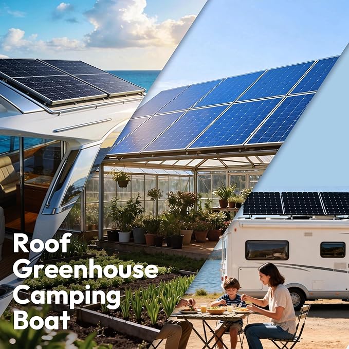 JJN 100 Watt Solar Panels 10BB Monocrystalline 12V 100W Solar Panel 23% High Efficiency PV Module Power Charger for RV Home Farm Boat Caravan and Off-Grid Applications