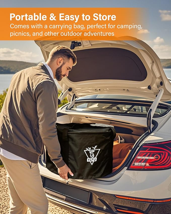 YEFU Fire Pit with Removable Ash-Pan: Smokeless Firepit 304 Stainless Steel Material - Outdoor Fire Pit Black 15 inch - Smokeless Firepit for Outside Outdoor Patio Camping Backyard