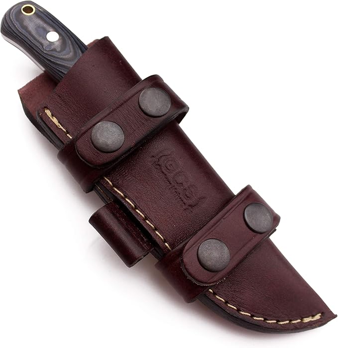 GCS Custom Handmade Black Micarta with Bone Spacer Handle D2 Tool Steel 15 Knife Buffalo Hide Sheath GCS129