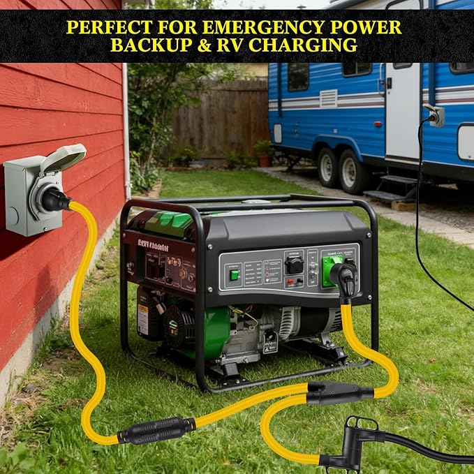 Kanayu 14-50P to TT-30R &amp L14-30R 50 Amp to 30 Amp RV Generator Adapter Cord Compatible with NEMA 50Amp RV Generator to 30Amp EV/RV Charging and House Inlet Box 8/2+10/2 STW AWG ETL Listed 2.5