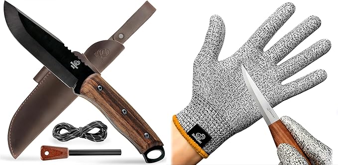 BeaverCraft BSH4F Bushcraft Knife CRG_M Whittling Woodworking Gloves Gloves for Food Prep