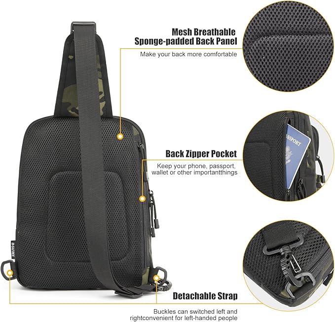 G4Free Tactical Sling Bag Backpack EDC Concealed Carry Bag Small Crossbody Shoulder Chest Pack