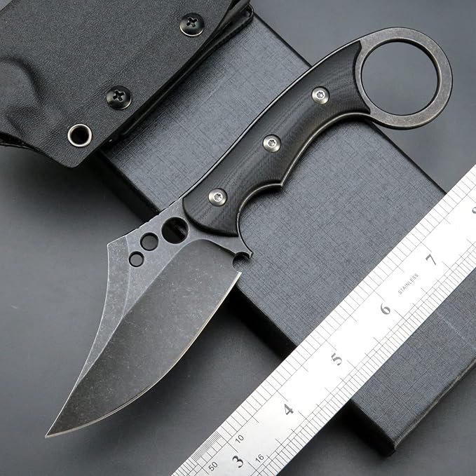 C1116 Fixed Blade KnifeD2 Steel Blade +G10 Handle Outdoor Survival Camping Claw Knife with Kydex Sheaths(Black) …