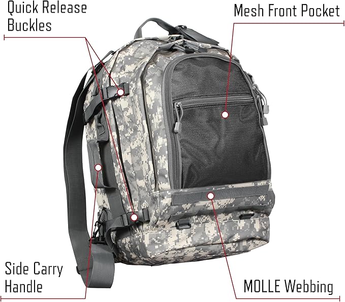 Rothco Move Out Tactical Travel Backpack - Outdoor Hiking Pack for EDC Essential Gear