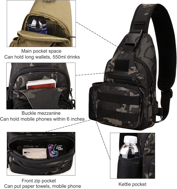 ZHIERNA Tactical Sling Crossbody Backpack + Tactical Briefcase Messenger Bag