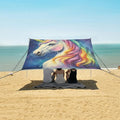 ALAZA Rainbow Unicorn Starry Beach Tent Sun Shelter Portable Canopy Sunshade for Outdoor Camping Picnics Backyard Fun 10x9 ft