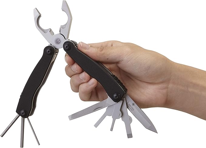 CRKT Ruger 1911 Multitool: Folding Pocket Knife with Liner Lock Pliers Spring Cutter Screwdrivers Punch Rod Wrenches with Polyester Sheath R5100