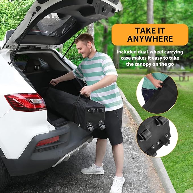 10X10 Pop Up Canopy Tent with 4 Sidewalls Heavy Duty Commercial Instant Shelter One-Person Quick Setup Outdoor Party Tent Water-Resistant &amp Portable for Outdoor Events Camping Black