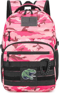 Kids Tactical Backpack Army Molle Bookbag Military Boys Backpack for School Outdoor Camping (Includes 2 Patches+1Carabiner) Pink CM