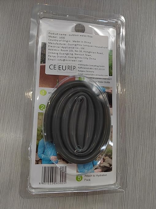 Miniwell Gravity Water Filter Straw - Ultralight Versatile Hiker Filter with Bucket Connector (Grey)