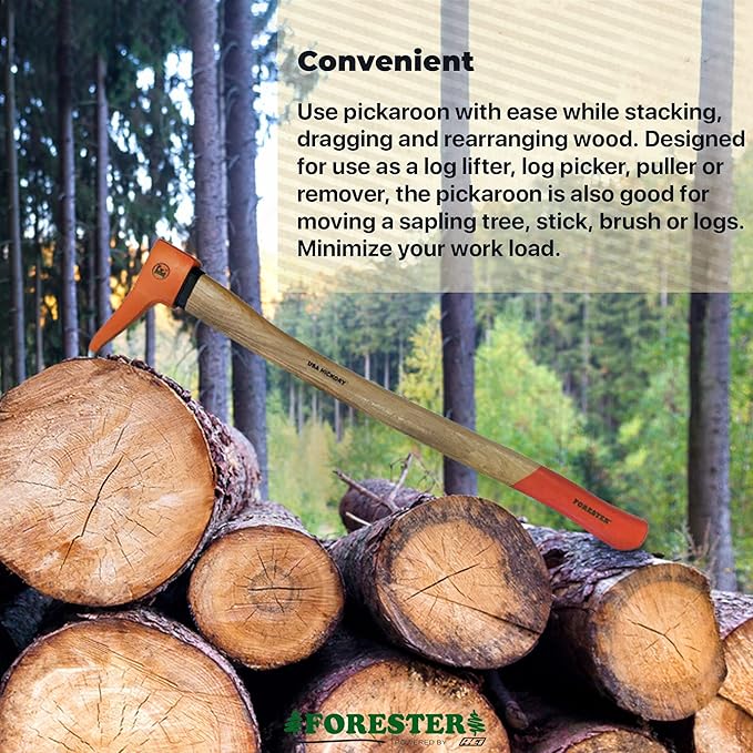 FORESTER Pickaroon Logging Tool | USA Hickory Handle | Hookaroon Logging Tool | Log Roller Tool &amp Forestry Tools for Dragging and Stacking Logs