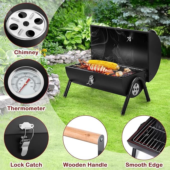 Portable Charcoal Grill Set of 12 Leonyo Tabletop Charcoal Grills Compact Small BBQ Grill with Griddle Accessories for Outdoor Camping Patio Backyard Beach RV Traveling