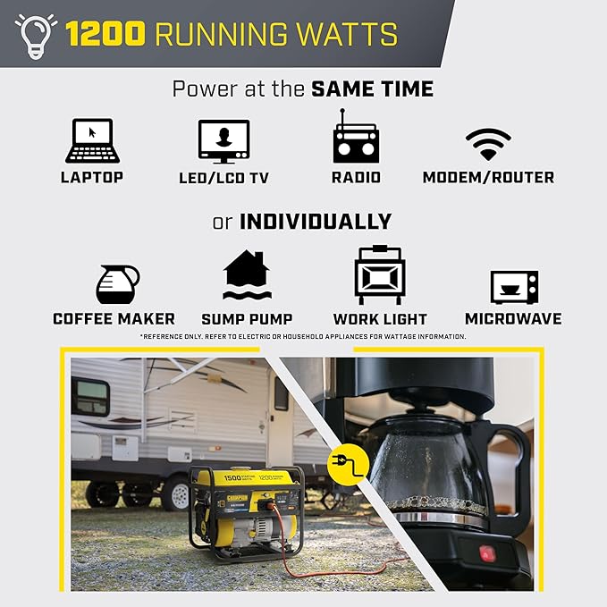 Champion Power Equipment 1500-Watt Portable Generator with CO Shield