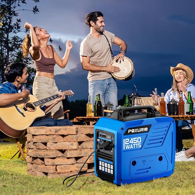 2450-Watt Portable Inverter Generator for Home Use Super Quiet Small 120V Gas Generator for Camping 1.6 Gallon Gas Tank for 8.3 Hours Use EPA Compliant
