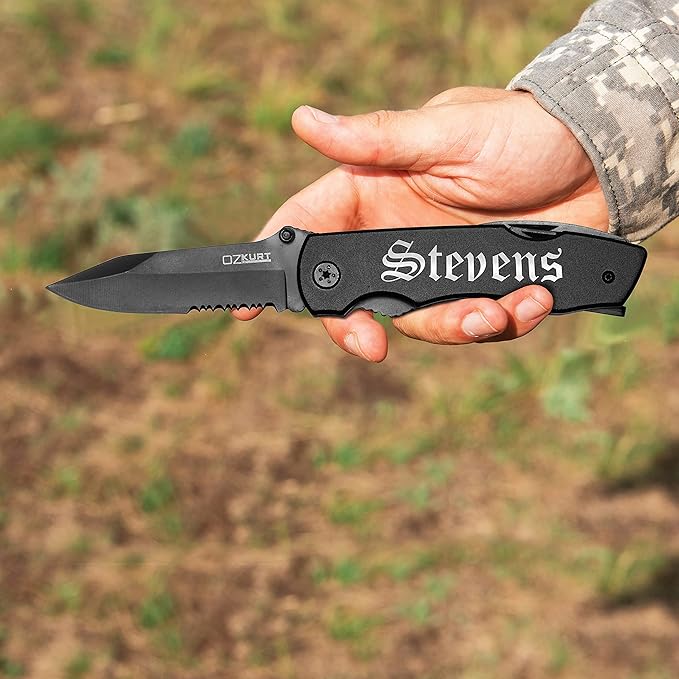 Personalized Multitool Knife w/Engraved Name in 20 Fonts 9 In 1 Multi Tool Plier Knife with Pliers Screwdriver Set &amp Belt Case Camping &amp Fishing Gifts for Him Christmas Gifts for Men