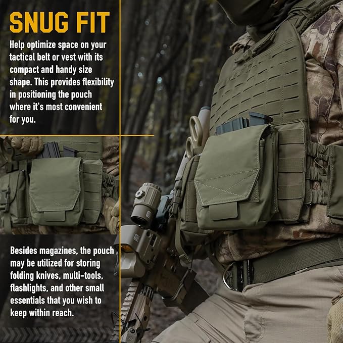 WYNEX Tactical Molle GP Pouch Utility EDC Pouch with Two Mag Insert Small Tool Pouches Organizer Compact Multi-Purpose Waist Bag for Belt Vest