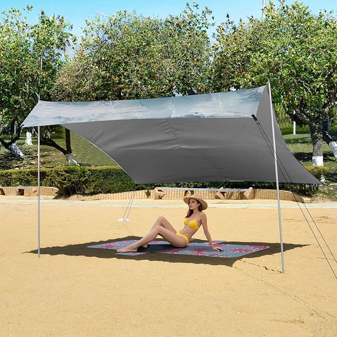 ALAZA Polar Bear Animal Ice Beach Tent Sun Shelter Portable Canopy Sunshade for Outdoor Camping Picnics Backyard Fun 10x9 ft