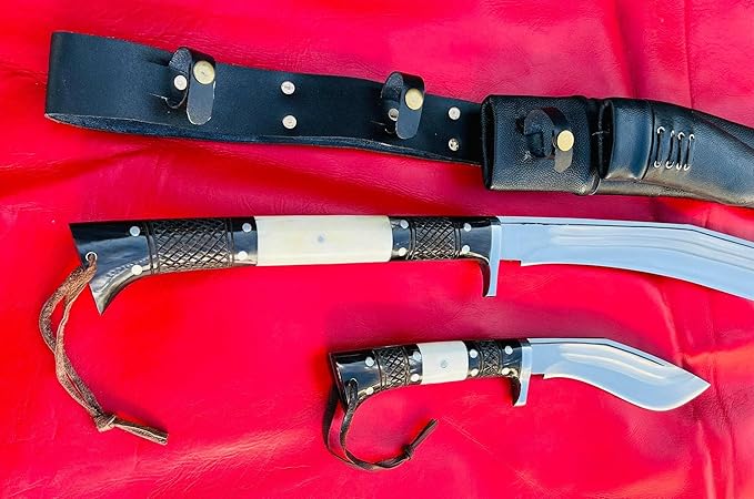 21 Inch Hand Forged 2 Fuller Siru Sword/Shot Knife Custom Khukuri Leaf Spring of Truck Fixed Blade Razor Sharp Ready to Use Kukri Carbon Steel 5160