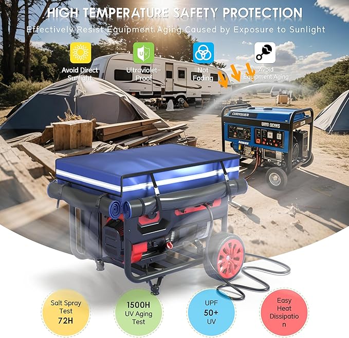 Generator Covers While Running 32x24x24 Inches Generator Running Covers1680+400D Double Layer Portable Heavy Duty Dustproof/Waterproof Generator Covers for 5000W-10000W Frame Generators Blue