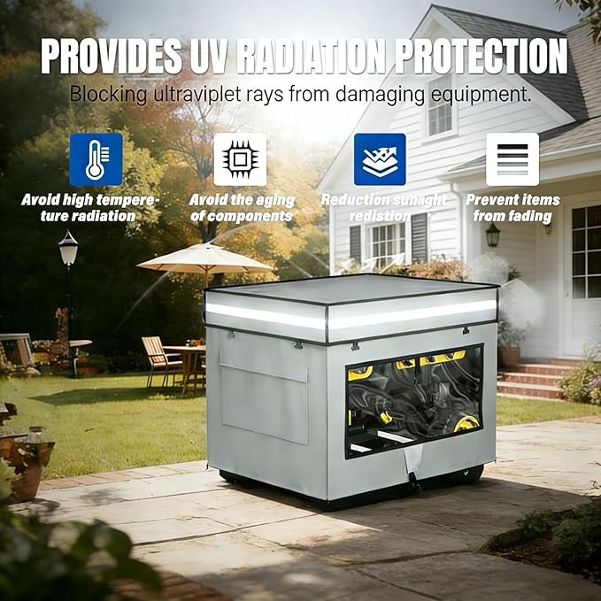 Generator Covers While Running 28L x 20W x 20H Heavy Duty Waterproof Generator Covers for Outside Compatible with 3000W-5000W Frame Generator All Season Protection for Generator（Gray）