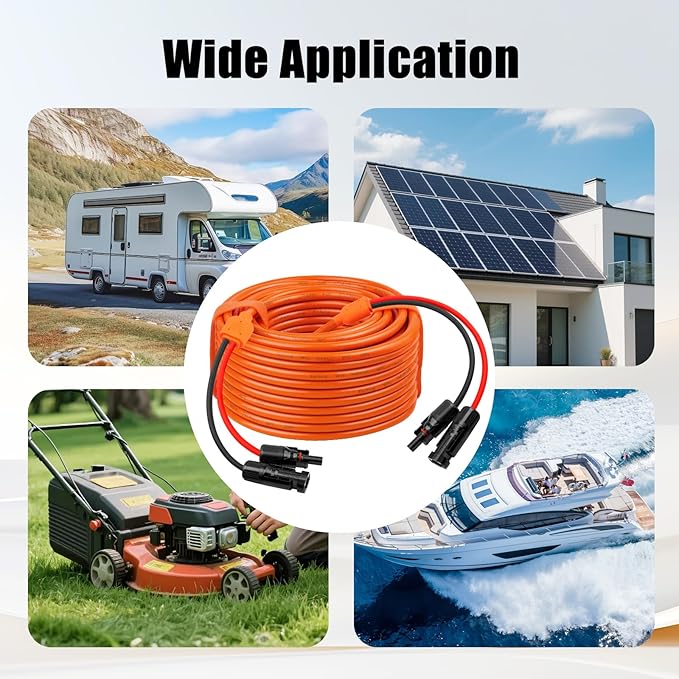 14 Gauge Solar Extension Cable 100FT 10AWG Solar Panel Cable with Female and Male Connector 14AWG Red &amp Black Main Solar Wires Heavy Duty Outdoor Power Cord for RVPhotovoltaic Systems Generat