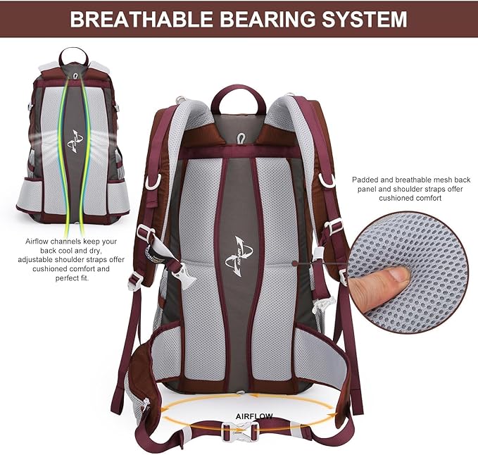 MOUNTAINTOP 25L/40L Hiking BackpackLightweight Travel Backpack for Men Women Outdoor Backpacking Camping