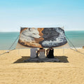 ALAZA Wolf Yin Yang Style Beach Tent Sun Shelter Portable Canopy Sunshade for Outdoor Camping Picnics Backyard Fun 10x9 ft