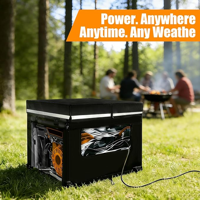 Heavy Duty Generator Cover 32''Lx24''Wx24''H Generator Cover with Double-Layer Fabric Side Access to Control Panel Top Access to Add Fuel All-weather Protective for Most 5500-15000 Watt Generators