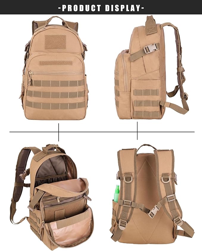 Miramrax Tactical Backpack for Men Military Backpacks with Holster Army 3 Days Assault Pack Bug Out Bag for Hiking Camping (Coyote)