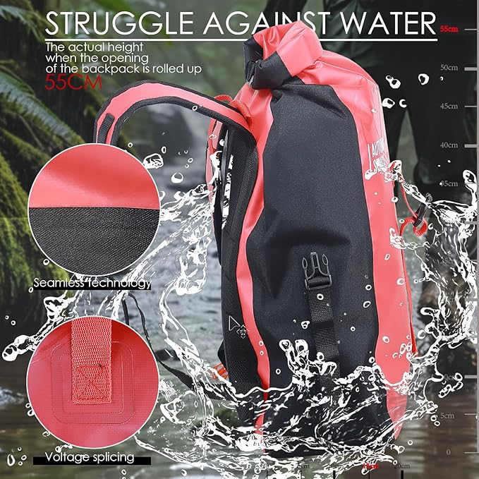 Dry Bags Waterproof BackpackWaterproof backpack for Water sportsboatingFloatinghiking camping and other outdoor activities 25L.(Red)
