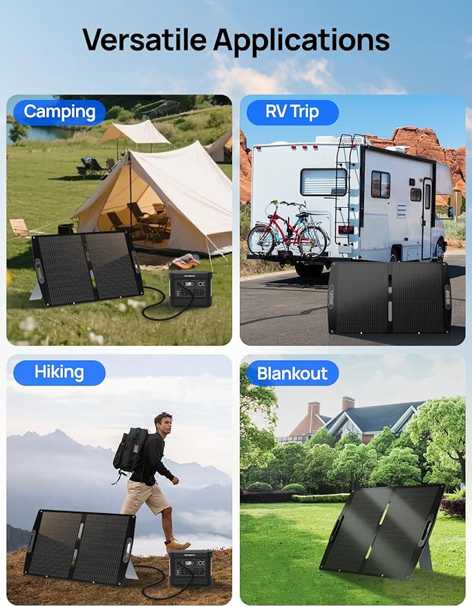 ECO-WORTHY 100W Portable Solar Panel for Power StationsIP65 Waterproof &amp Lightweight with Adjustable Kickstand23% High Efficiency Foldable Solar Panel for Outdoor RV Camping Off Grid Emergency